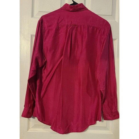 Diane Gilman Fuchsia Pink Silk Blouse Button up Medium - Picture 2 of 12